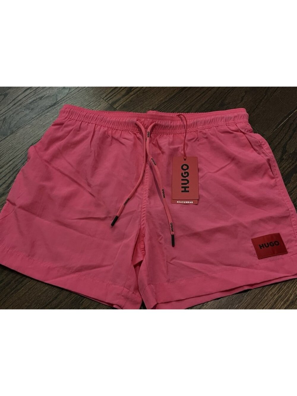 NWT Hugo Men's Pink Dominica Trunks Quick Dry Open Swimwear Shorts Size Large